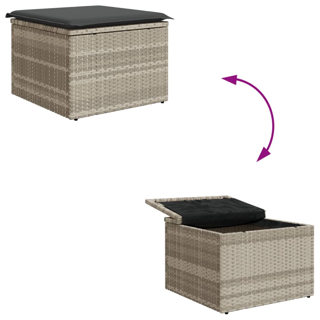 Gartenhocker mit Kissen Schwarz 55x55x37 cm Poly Rattan