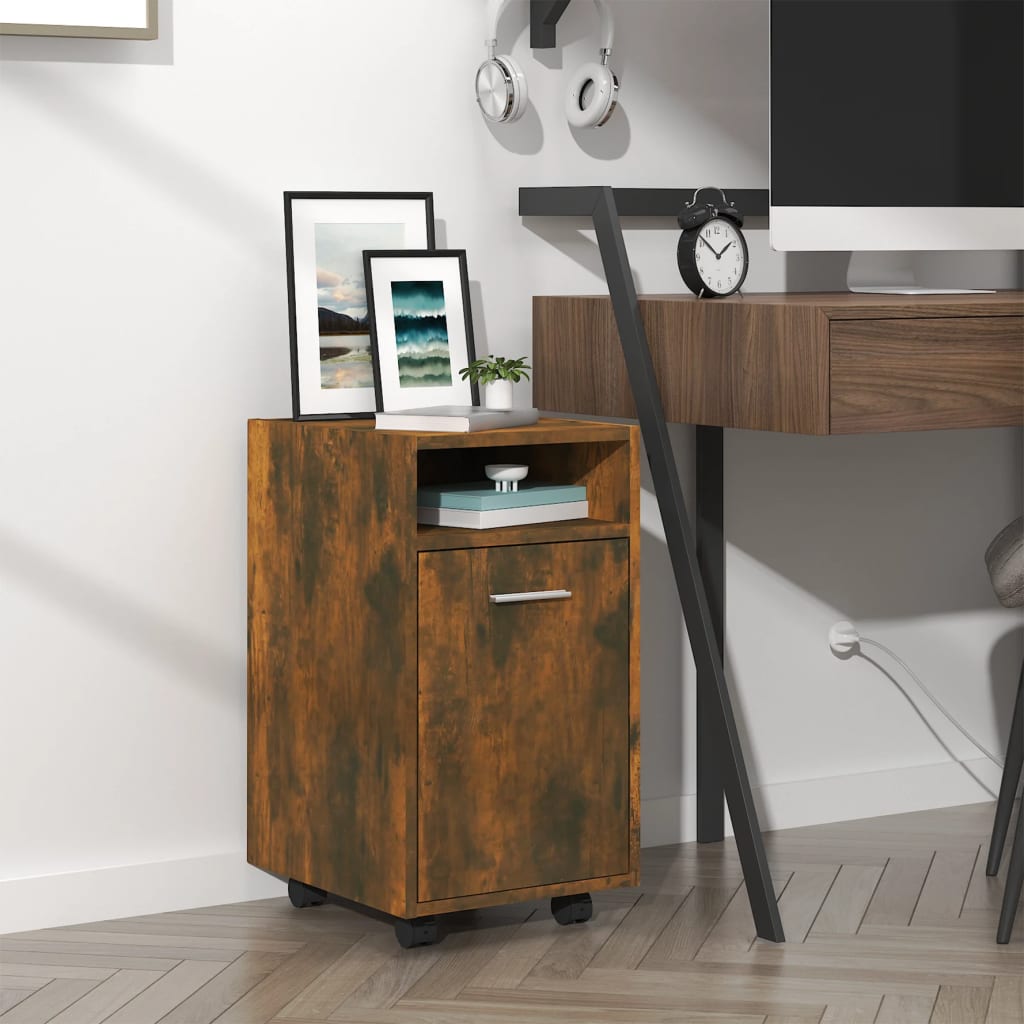 Beistellschrank mit Rollen Weiß 33x38x60 cm Holzwerkstoff