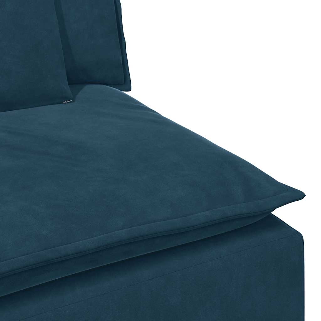 Modulares Sofa mit Fußhocker und Kissen Blau