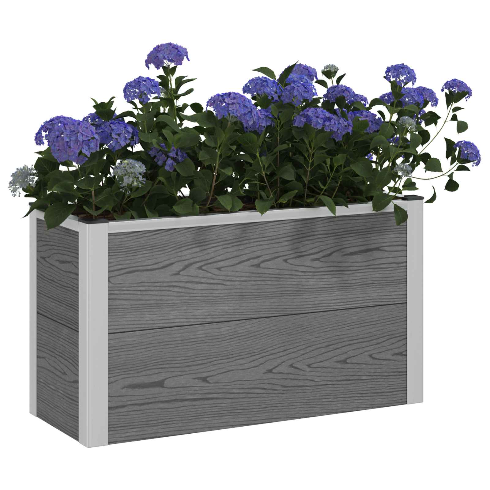 Hochbeet Grau 50 x 30 x 22 cm WPC und Aluminium