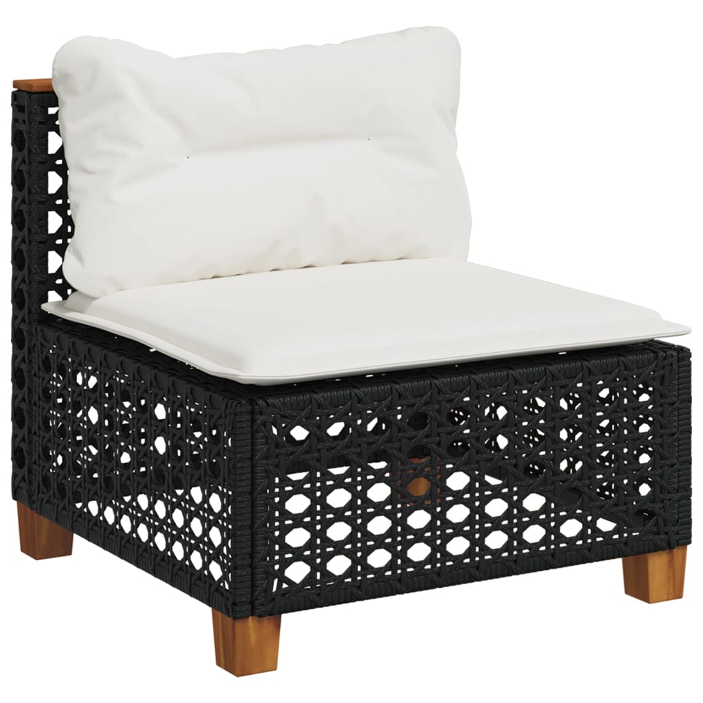 10-tlg. Garten-Sofagarnitur mit Kissen Beige Poly Rattan