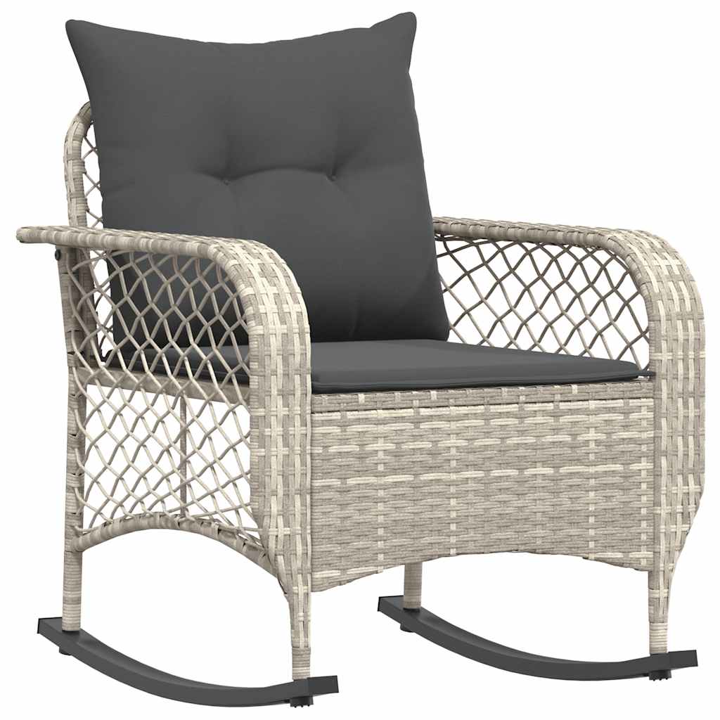 Garten-Schaukelstuhl mit Kissen Schwarz Poly Rattan