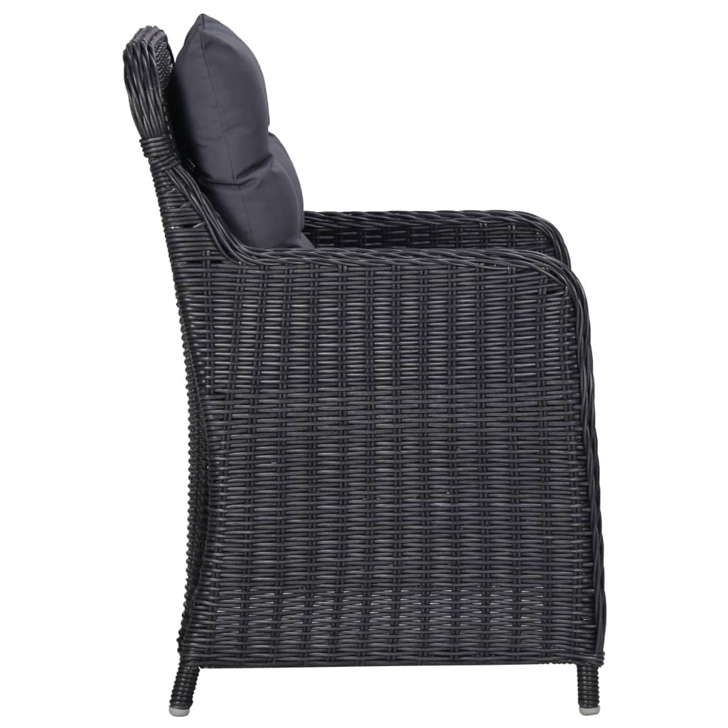 3-tlg. Garten-Bistro-Set mit Auflagen Poly Rattan Schwarz