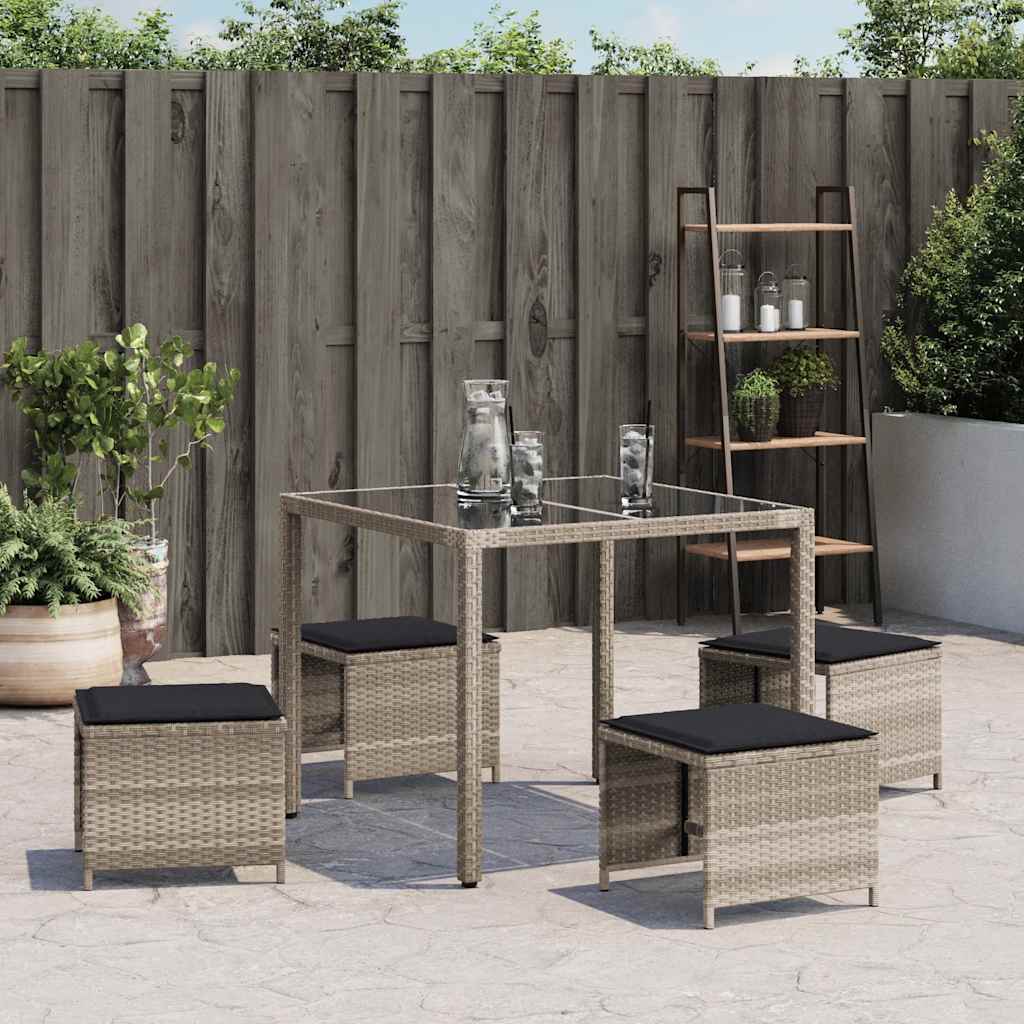 Gartenhocker mit Kissen 4 Stk. Schwarz 41x41x36 cm Poly Rattan