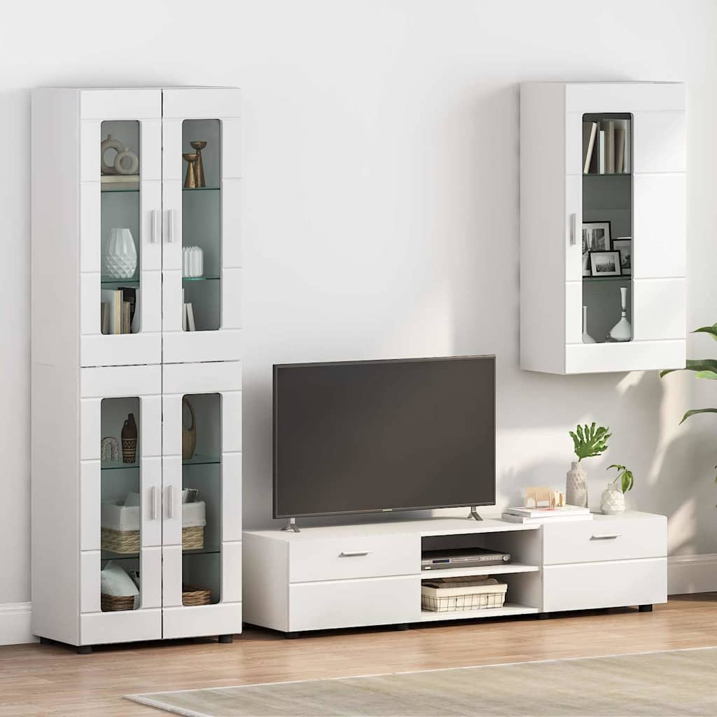 Highboard mit Regal FLORIN Weiß 60 x 35 x 182 cm Holzwerkstoff
