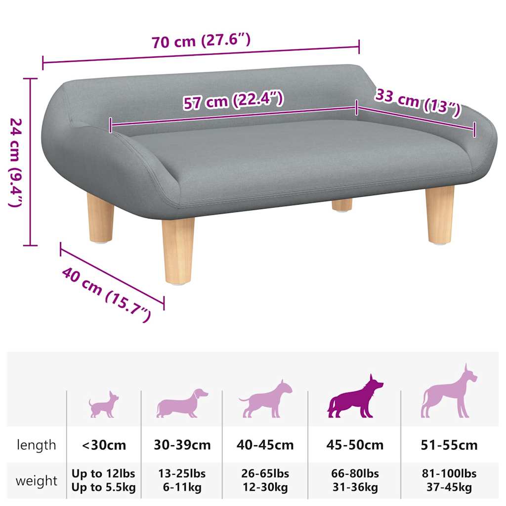 Hundebett Creme 70x40x24 cm Stoff