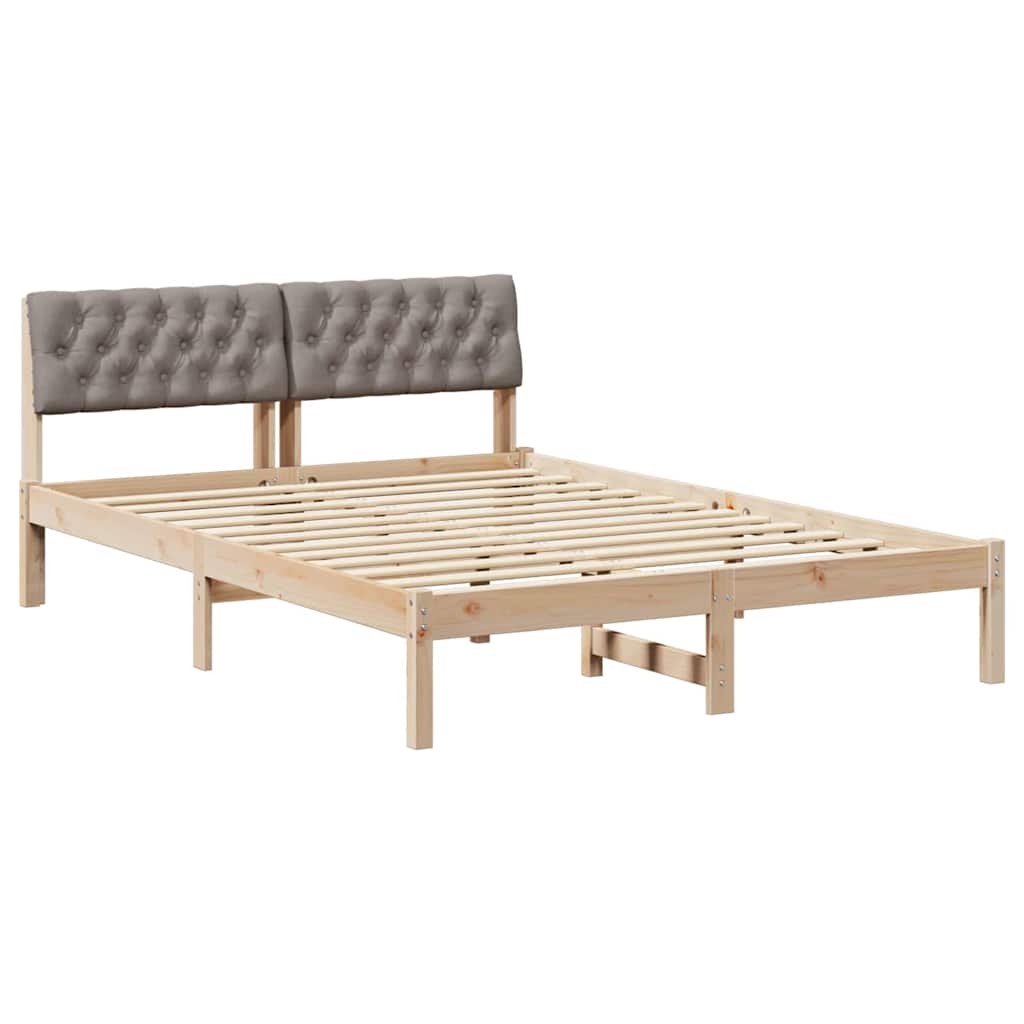 Bettgestell Braun und hellgrau 200 x 200 cm Massivholz Kiefer