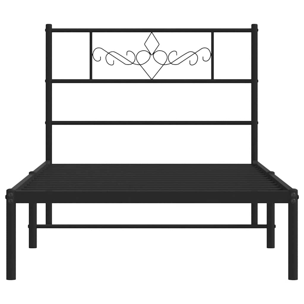 Bettgestell mit Kopfteil Metall Schwarz 100x190 cm