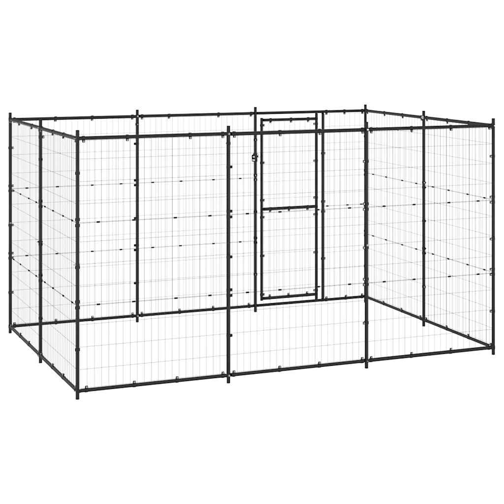 Outdoor-Hundezwinger mit Überdachung Stahl 7,26 m²
