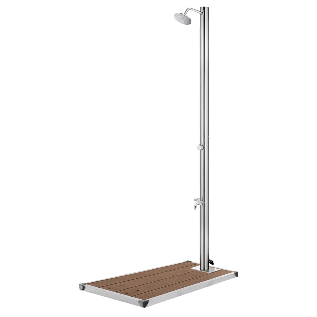 Gartendusche mit Grauer Bodenplatte 220 cm Edelstahl