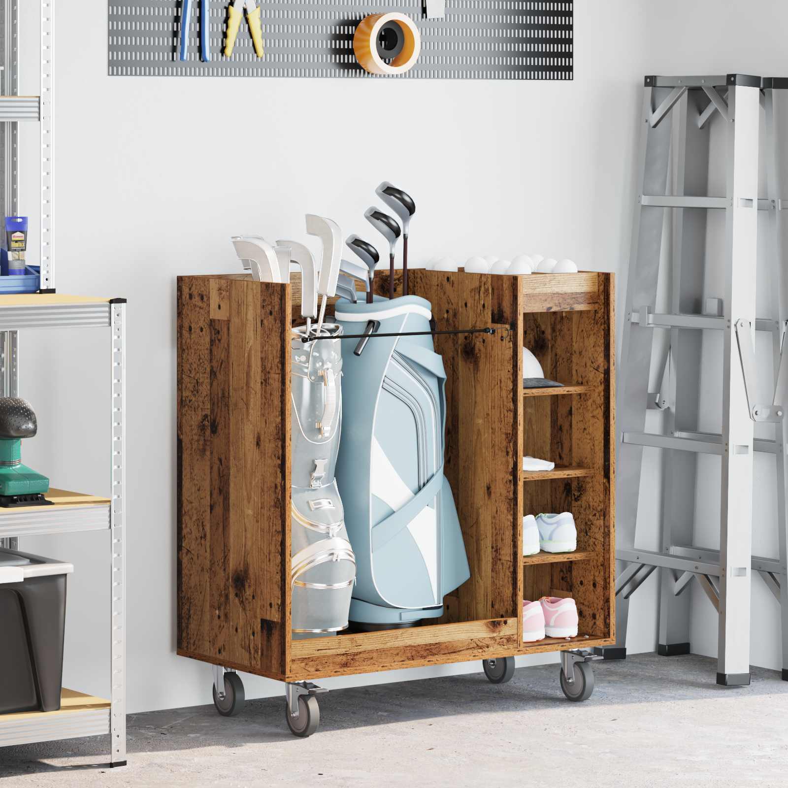 Golf Schrank Mit Rad Uni Weiß 65 x 45 x 98 cm