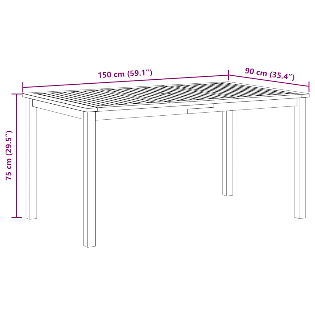 Garten-Esstisch 110x55x75 cm Massivholz Akazie