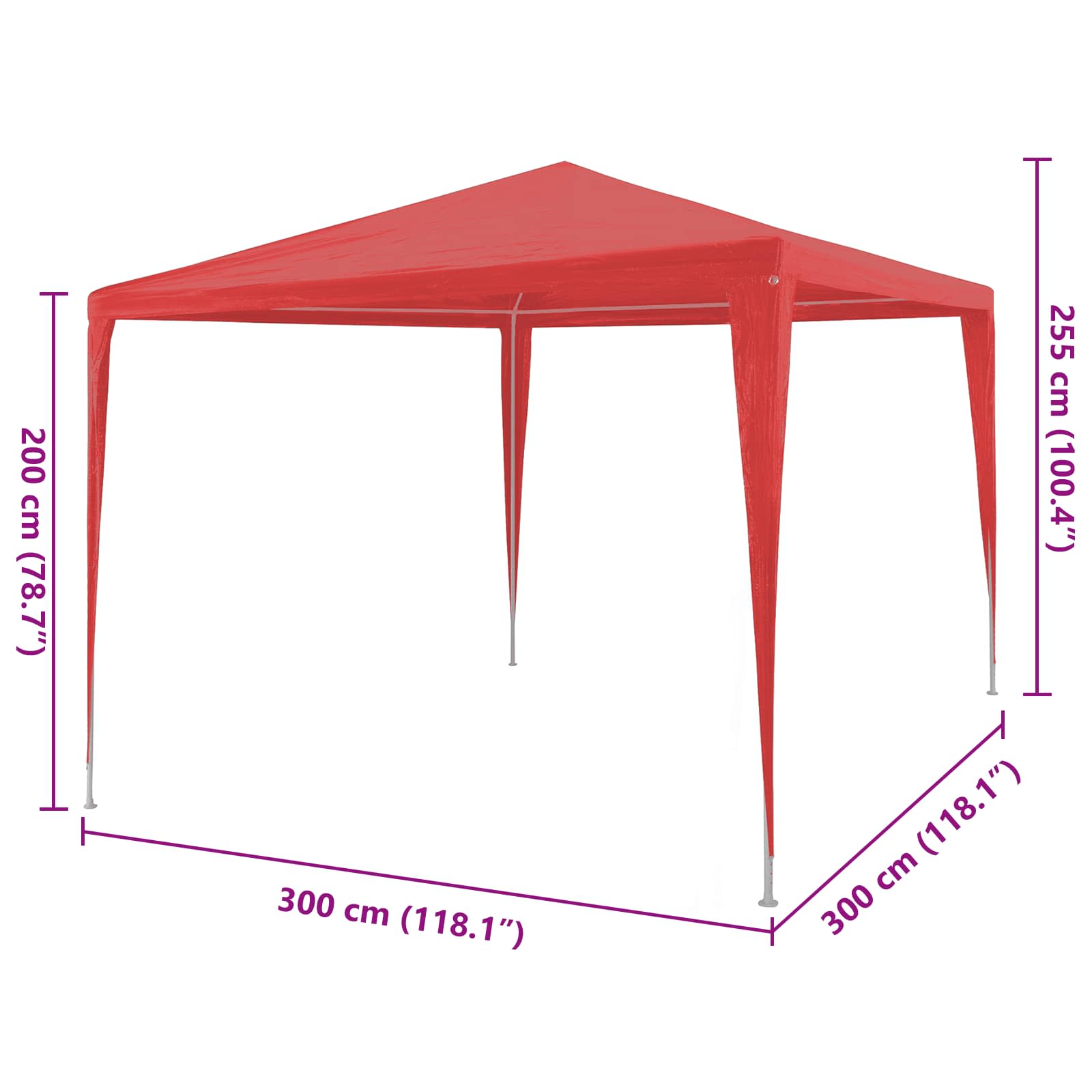 Partyzelt 400 x 300 x 255 cm Rot PE und Stahl