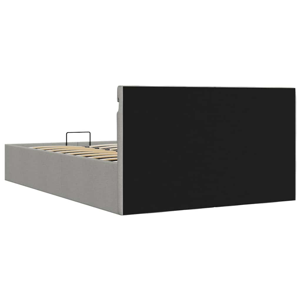 Bett mit Bettkasten Hydraulisch LED Dunkelgrau Stoff 90x200 cm