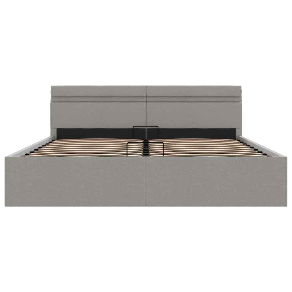 Bett mit Bettkasten Hydraulisch LED Dunkelgrau Stoff 90x200 cm