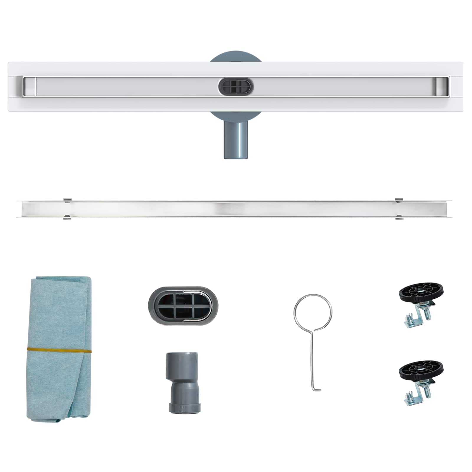 360° Duschablauf mit slim Modell Silber 50 cm Edelstahl 304