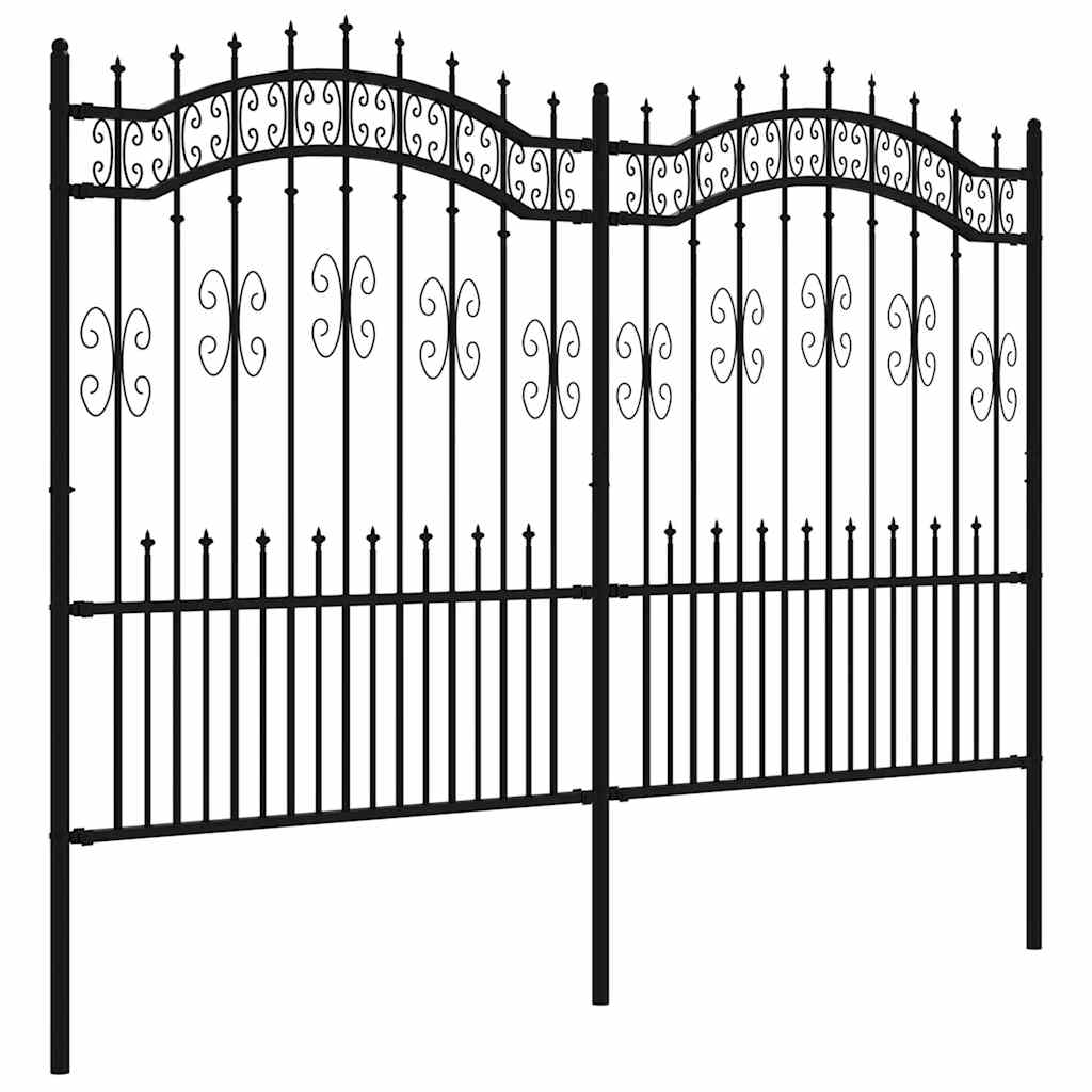 Gartenzaun KAMPEN mit Speerspitze Schwarz 240 x 75 cm Stahl