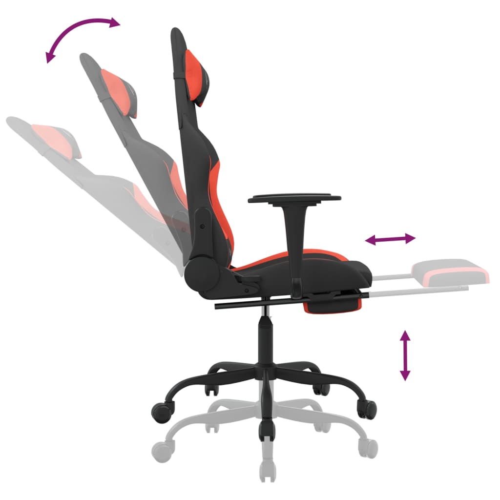 Gaming-Stuhl mit Massagefunktion Schwarz und Creme Stoff