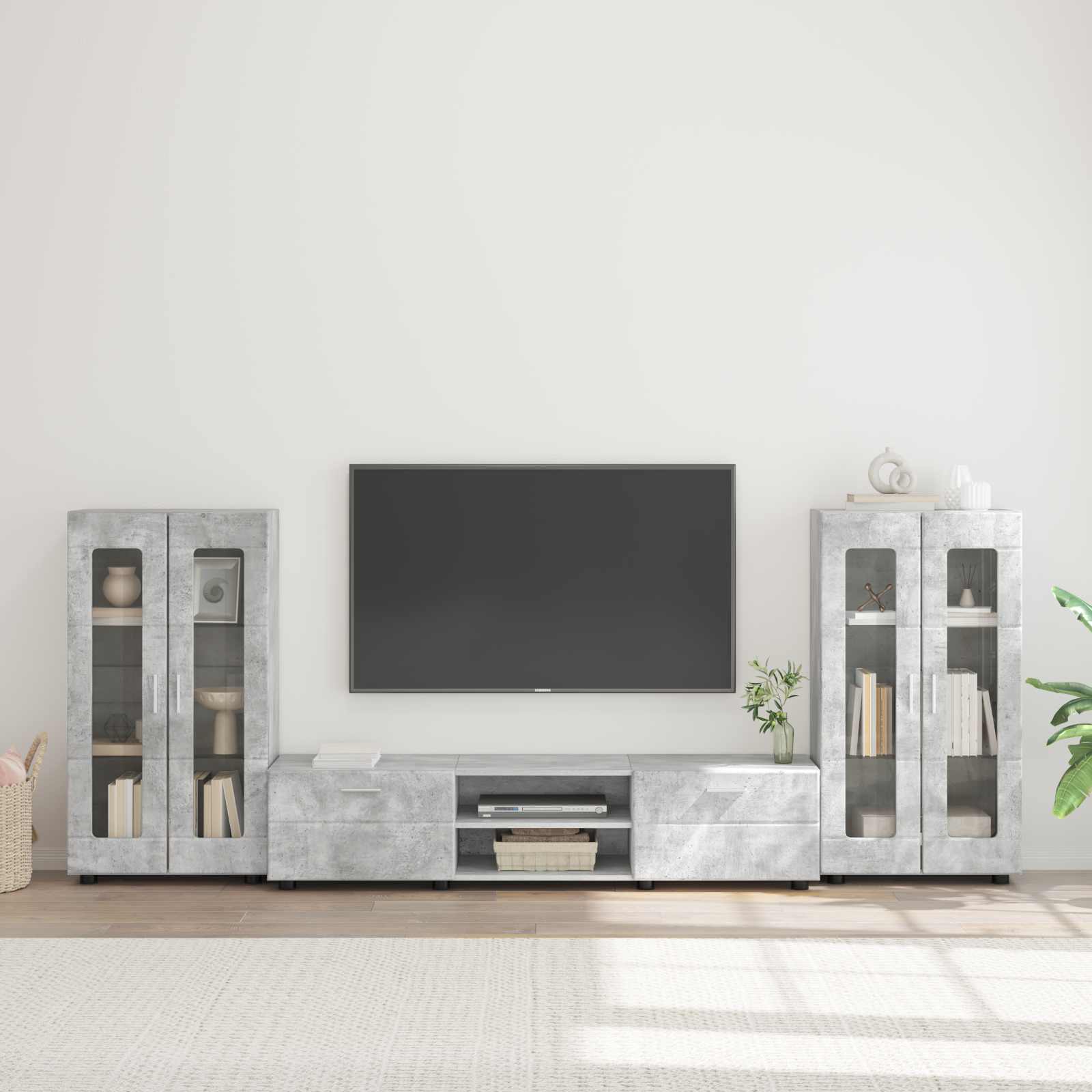 Highboard mit Regal FLORIN Weiß 60 x 35 x 182 cm Holzwerkstoff
