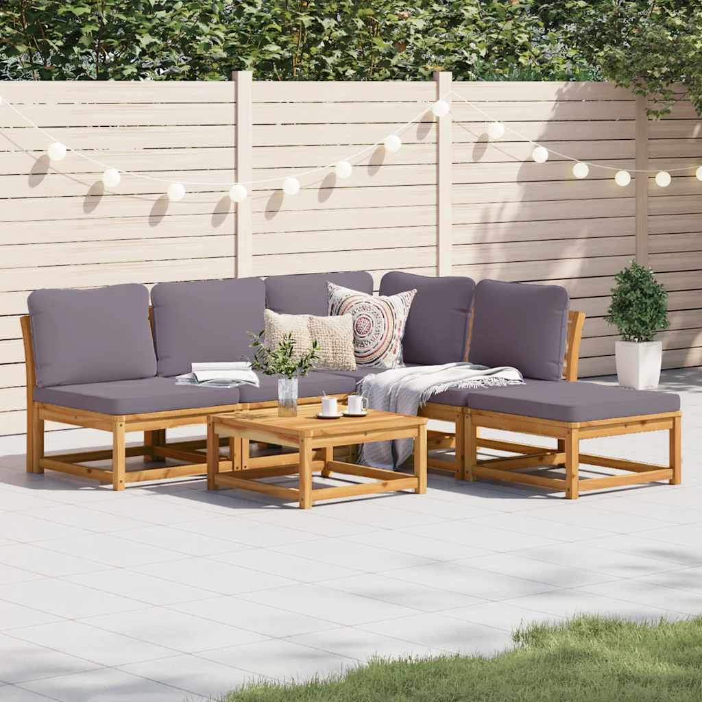 4-tlg. Garten-Lounge-Set mit Kissen Massivholz Akazie