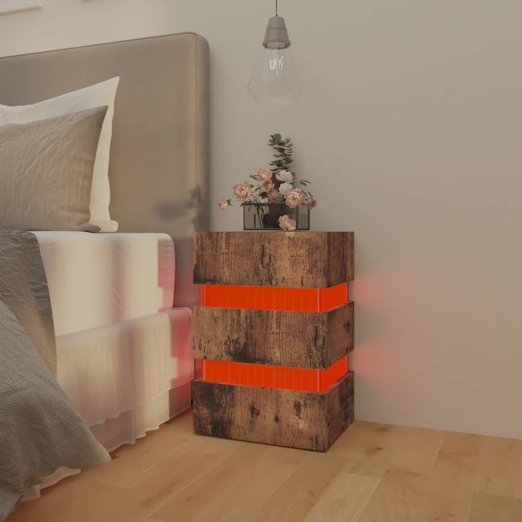 LED-Nachttisch Weiß 45x35x67 cm Holzwerkstoff