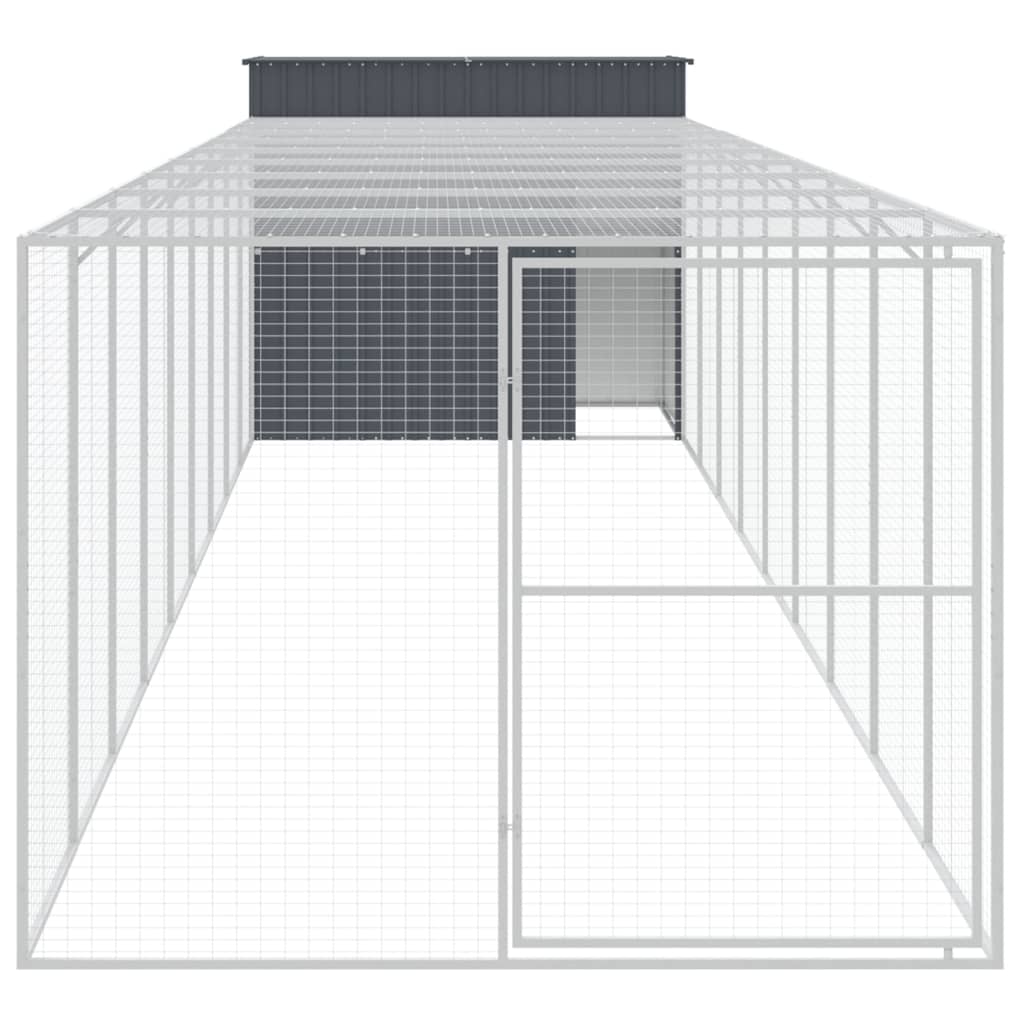Hundehütte mit Auslauf Anthrazit 214x253x181cm Verzinkter Stahl