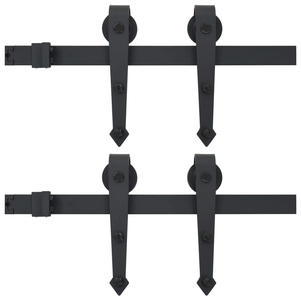 Schiebetürbeschlag-Set 183 cm Stahl Schwarz
