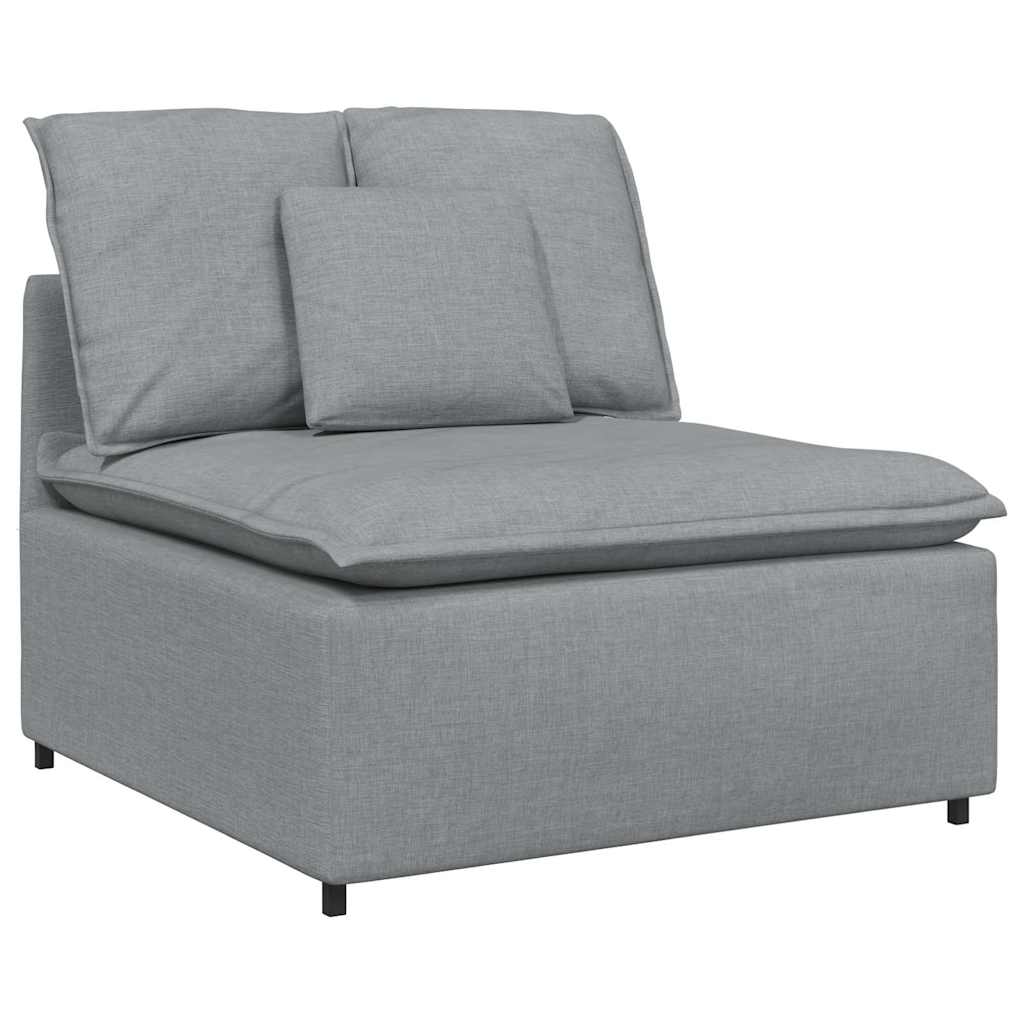 Modulares Sofa Endmodul mit Armlehne Kissen Hellgrau 100 cm
