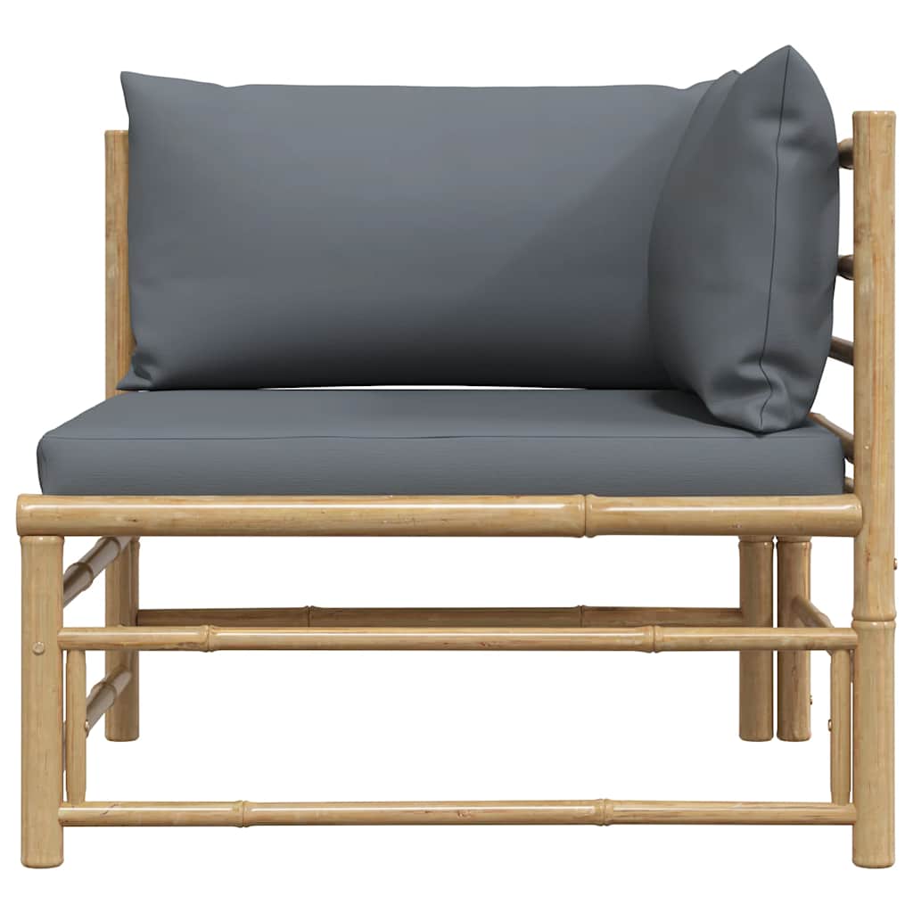 3-tlg. Garten-Lounge-Set mit Kissen Bambus