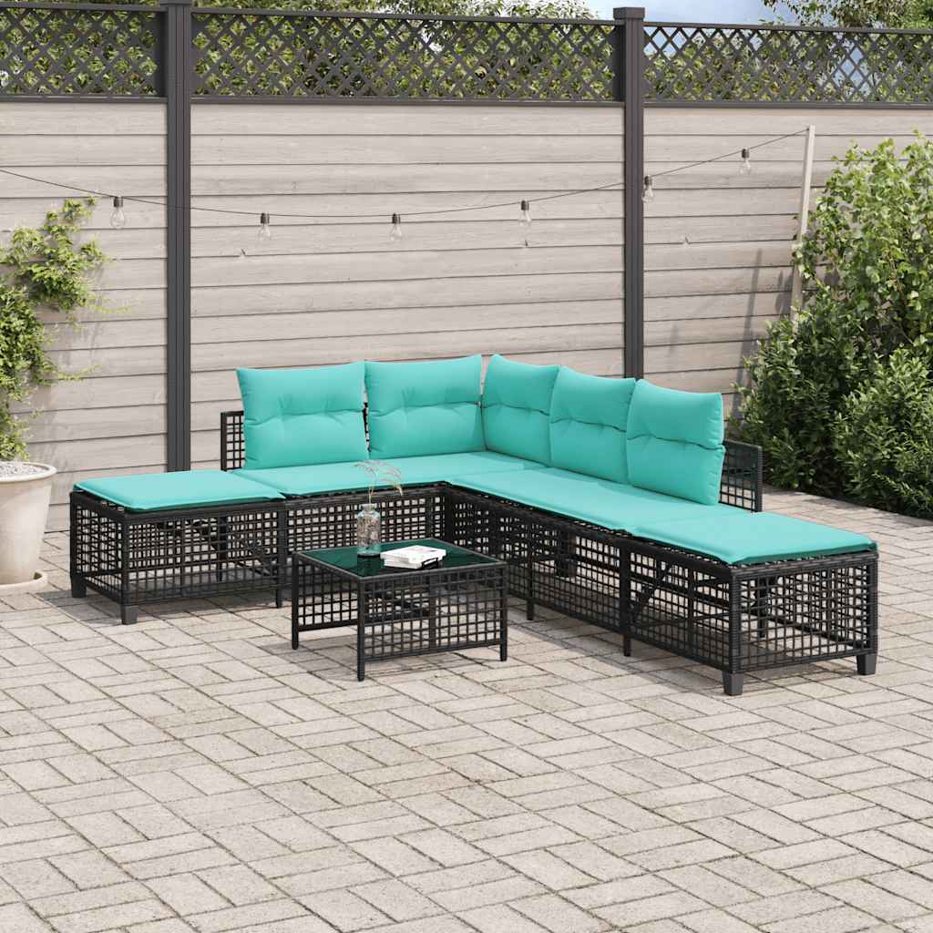 3-teiliges Ecksofa-Set für den Garten mit Kissen, grau, Polyrattan