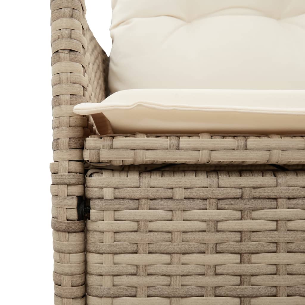 Gartensessel Verstellbar mit Kissen Schwarz Poly Rattan