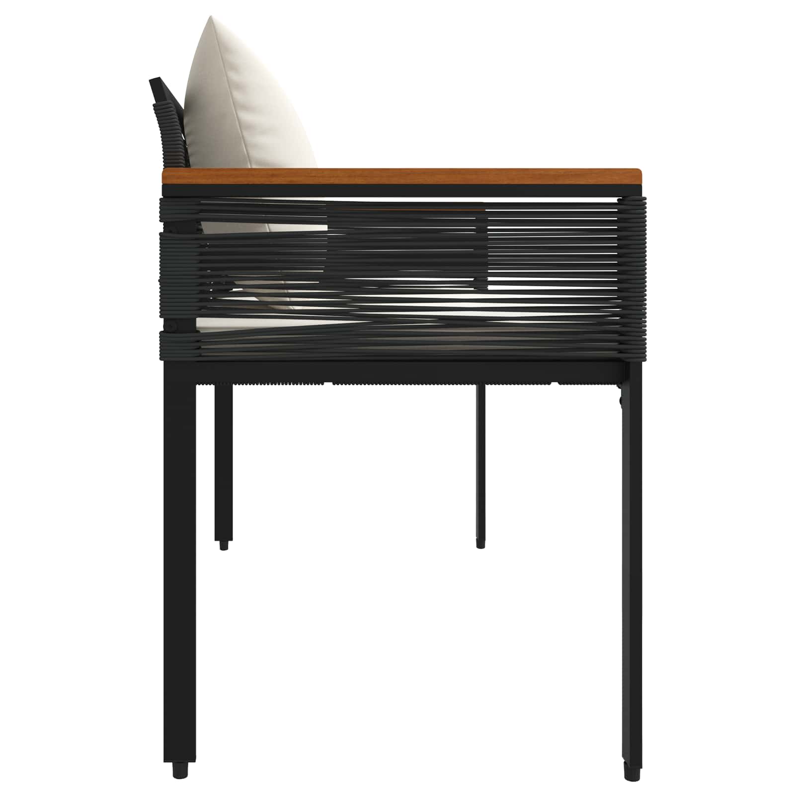 Bank Outdoor mit Kissen Schwarz 117 x 54 x 74,5 cm Poly-Rattan