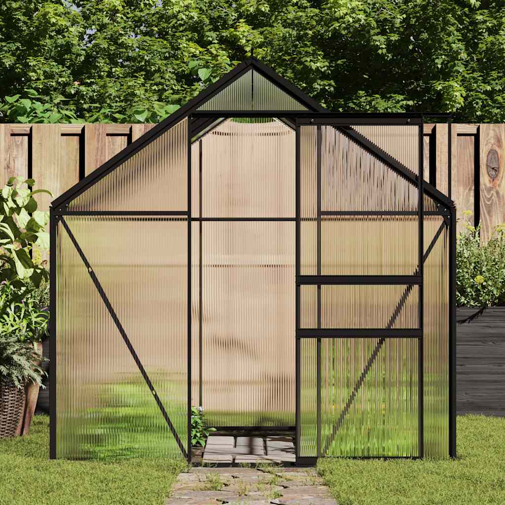 Gewächshaus mit Fundament Anthrazit Aluminium 3,61 m²