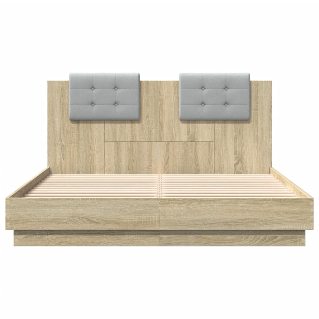 Bettgestell mit Kopfteil Grau Sonoma 180x200 cm Holzwerkstoff