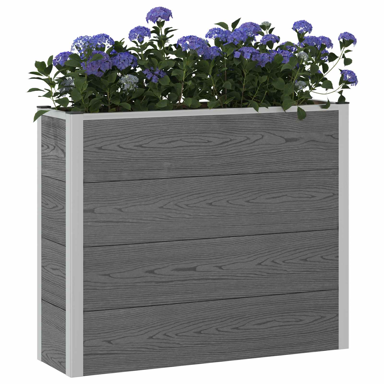 Hochbeet Grau 50 x 30 x 22 cm WPC und Aluminium