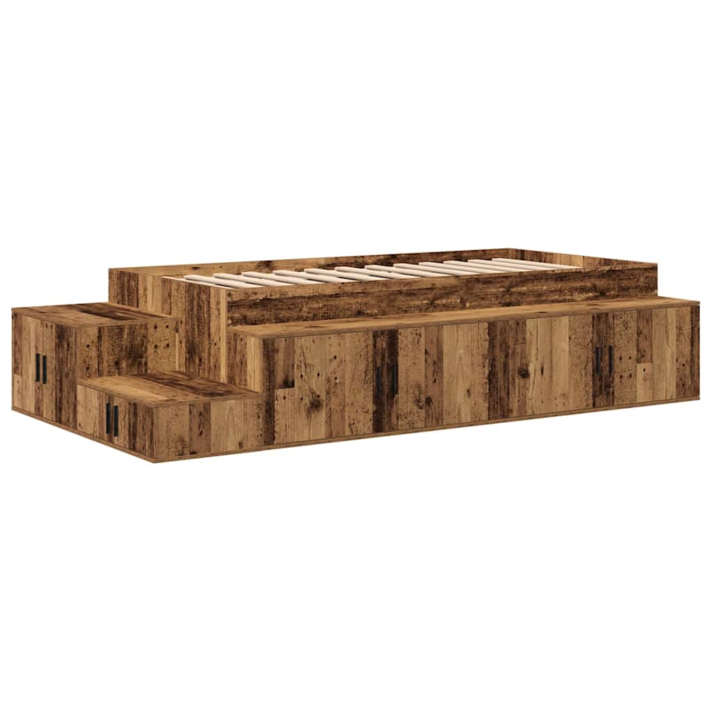 Aufbewahrungsbettgestell mit Speicher Weiß 80 cm Holzwerkstoff