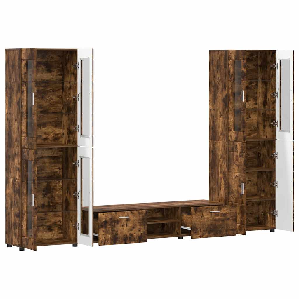 Highboard mit Regal FLORIN Weiß 60 x 35 x 182 cm Holzwerkstoff