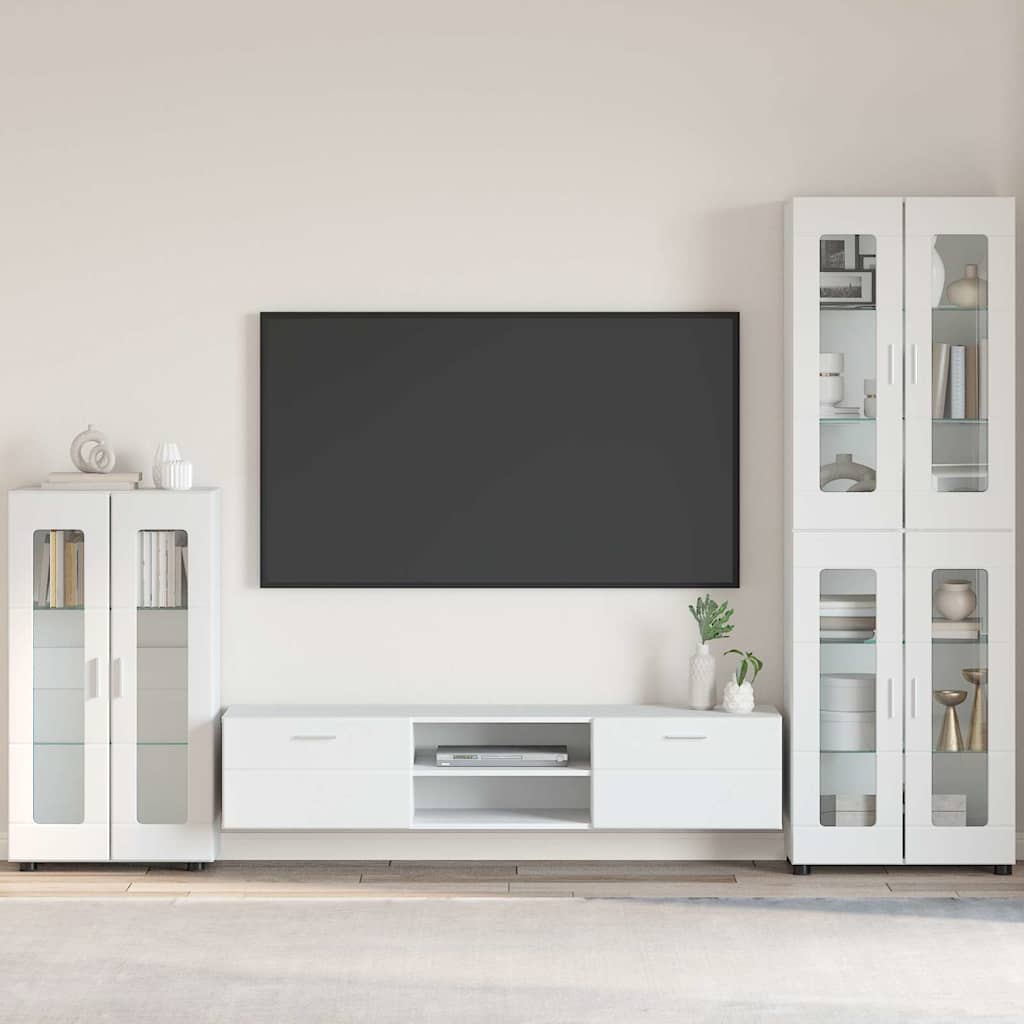 Highboard mit Regal FLORIN Weiß 60 x 35 x 182 cm Holzwerkstoff