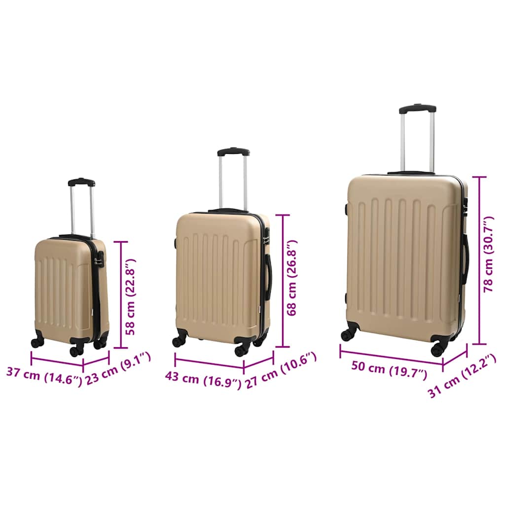 Koffer mit Schloss 3 pcs Schwarz 50 x 31 x 78 cm ABS Kunststoff