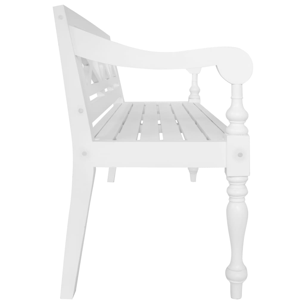 Batavia-Sitzbank 98 cm Mahagoni Massivholz Weiß