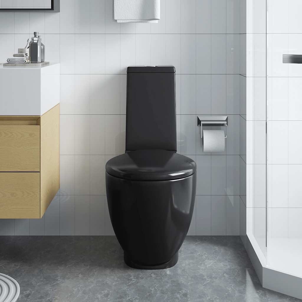 WC Keramik-Toilette Badezimmer Rund Senkrechter Abgang Weiß