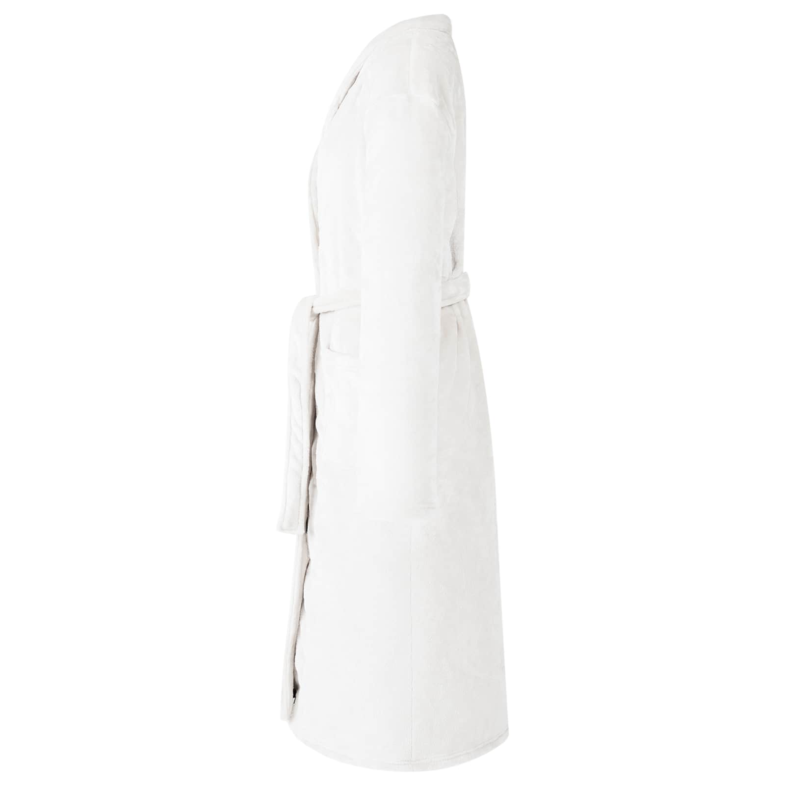 Bademantel ohne Kapuze Beige S Flanell