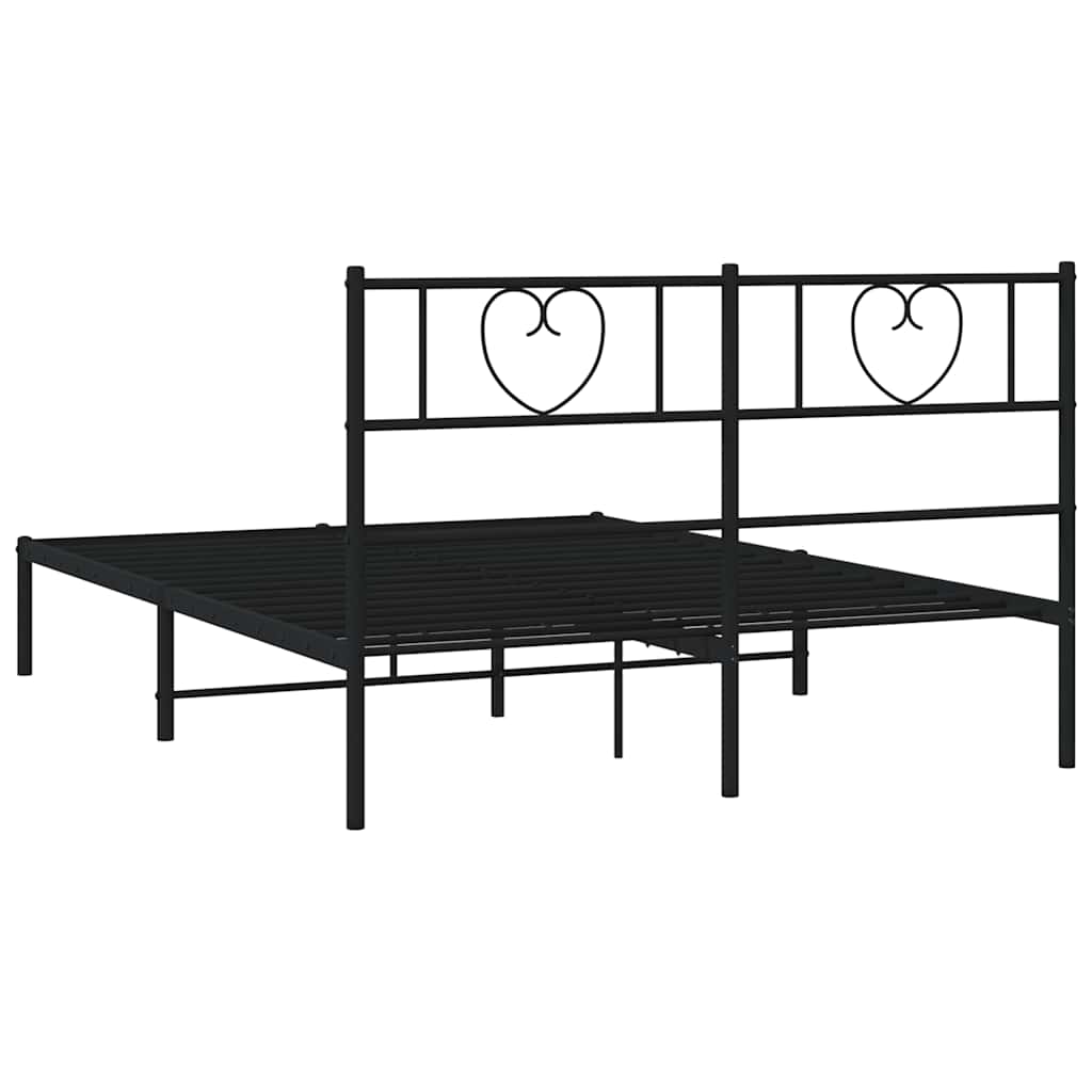 Bettgestell mit Kopfteil Metall Schwarz 100x190 cm