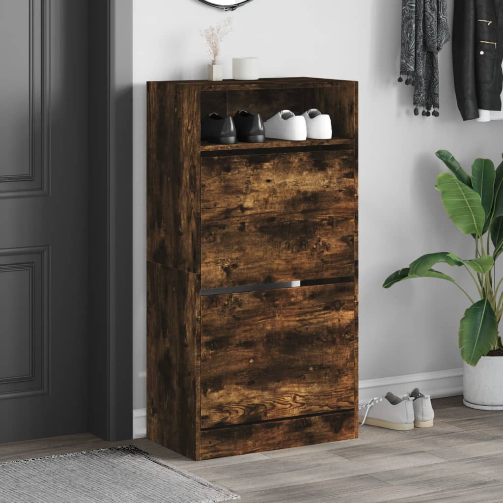 Schuhschrank mit 2 Klappen Weiß 80x34x116 cm