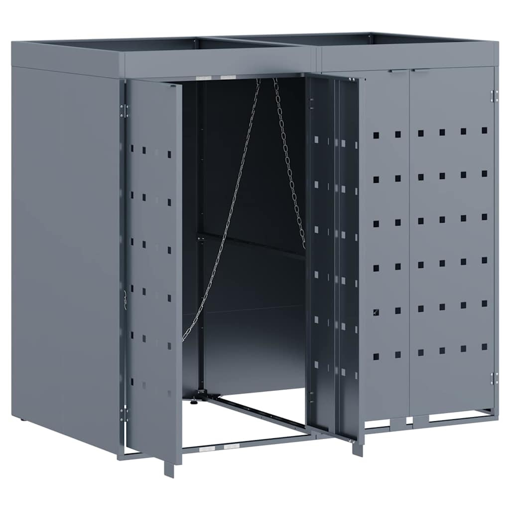 Mülltonnenbox für 2 Tonnen Schwarz 138x79x117 cm Stahl