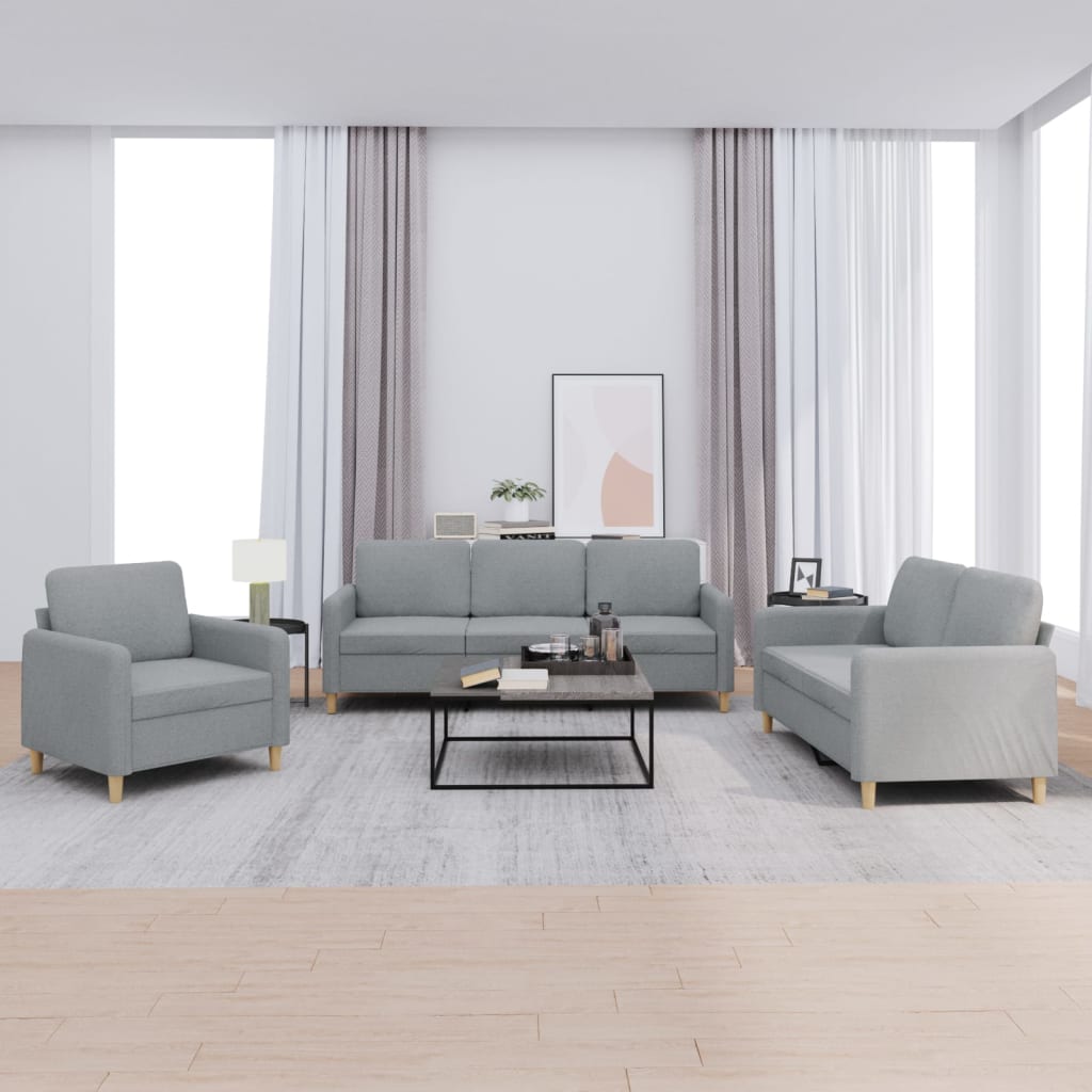 4-tlg. Sofagarnitur mit Kissen Braun Stoff