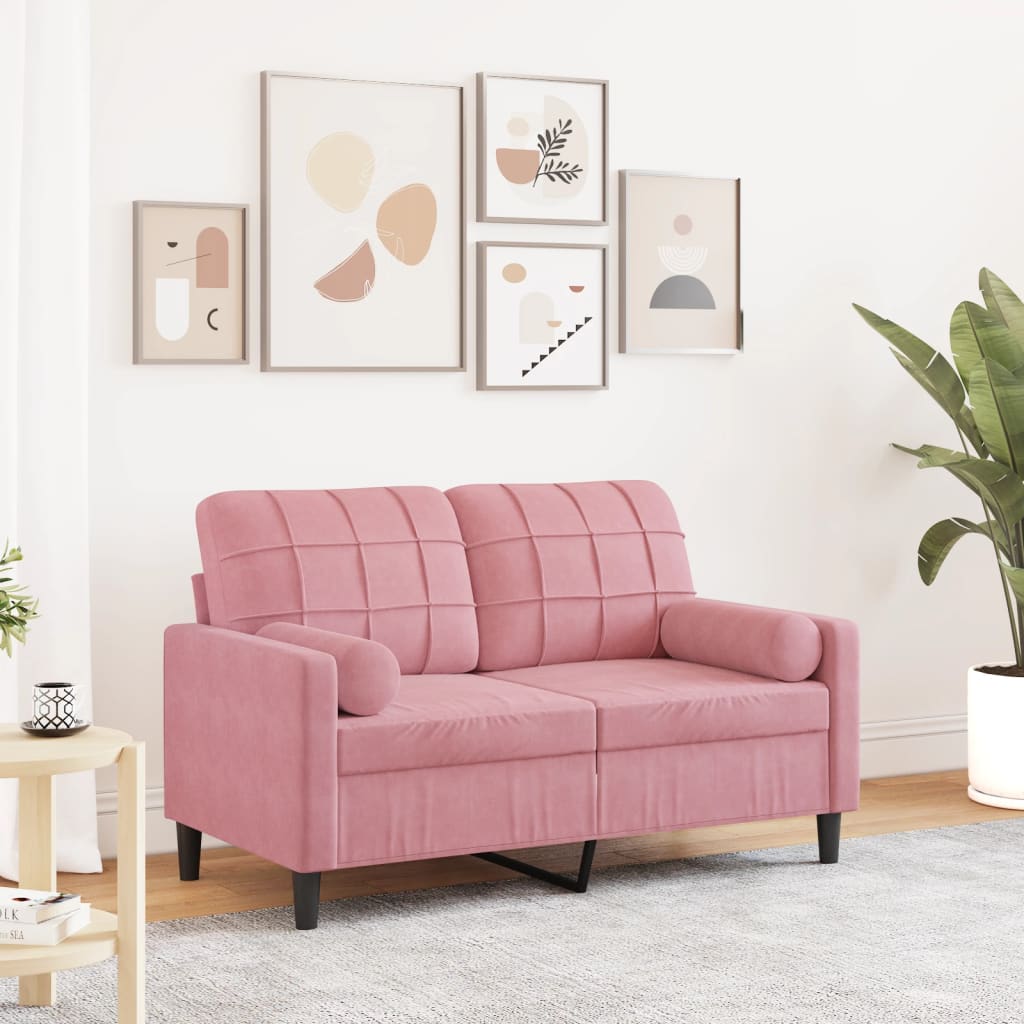 2-Sitzer-Sofa mit Zierkissen Hellgrau 120 cm Samt