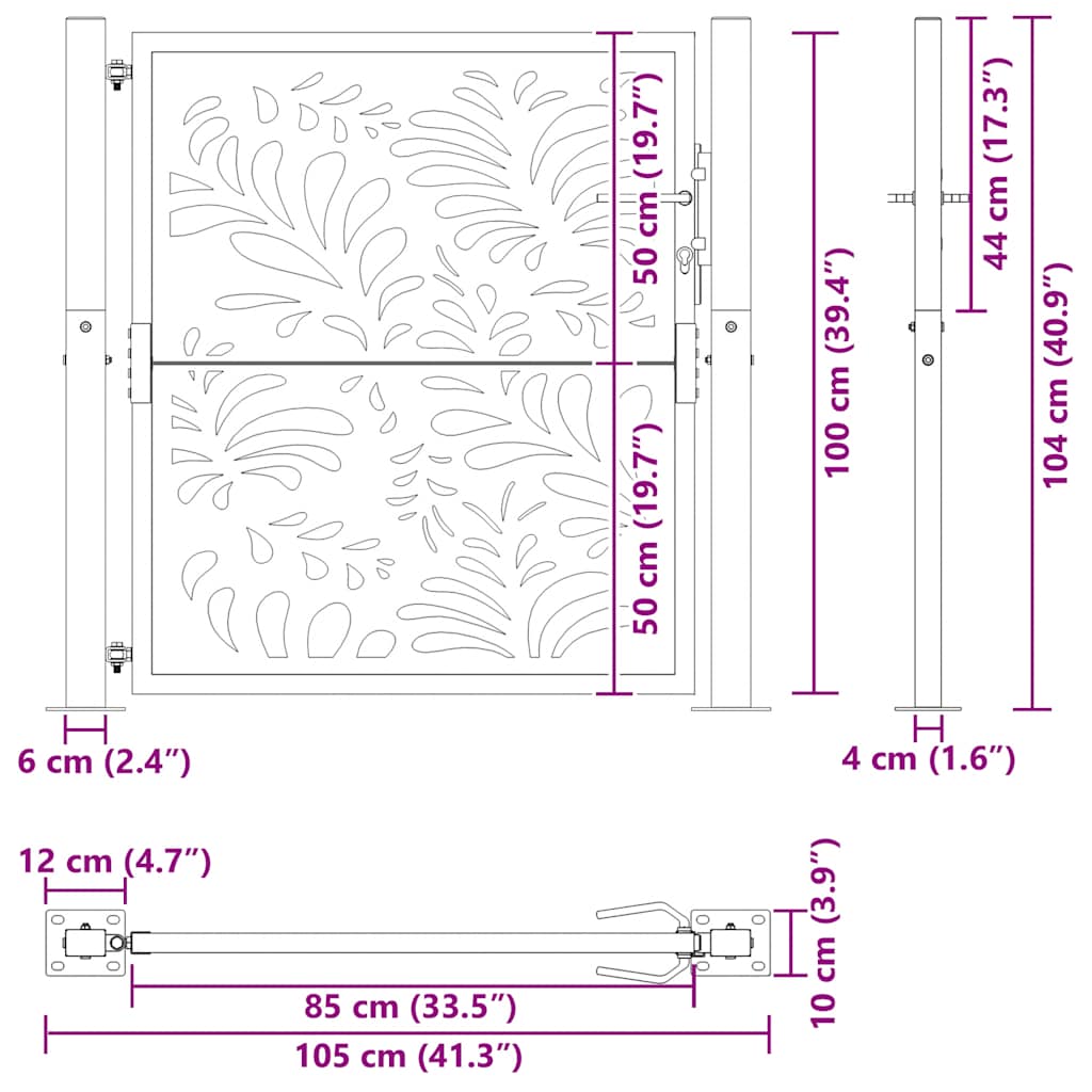 Gartentor Schwarz 100x100 cm Stahl Lichtdesign