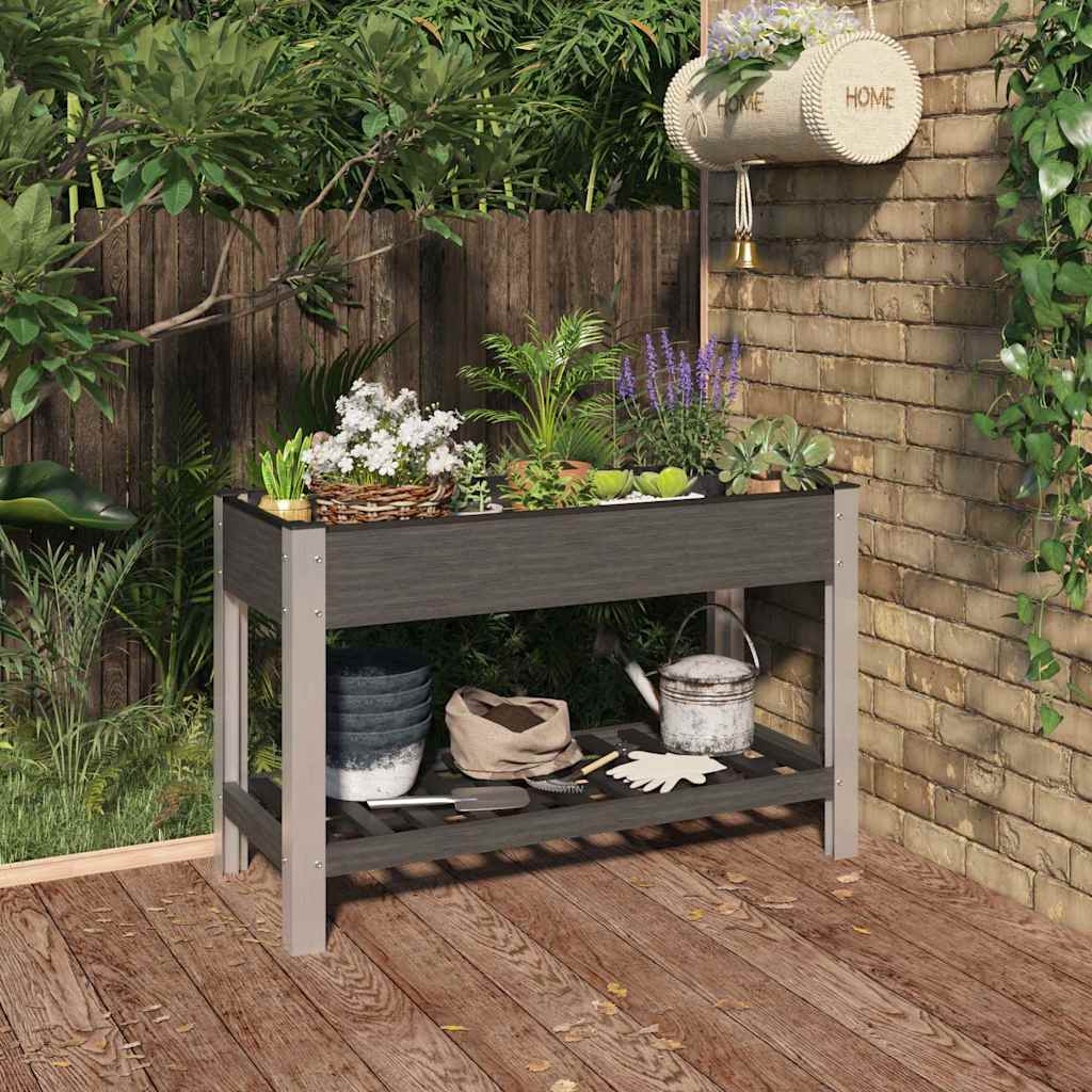 Garten-Hochbeet mit Ablage 50x50x90 cm WPC Grau