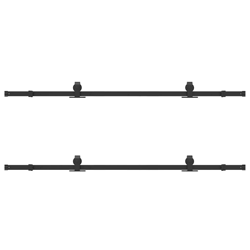 Schiebetürbeschlag-Set 366 cm Stahl Schwarz